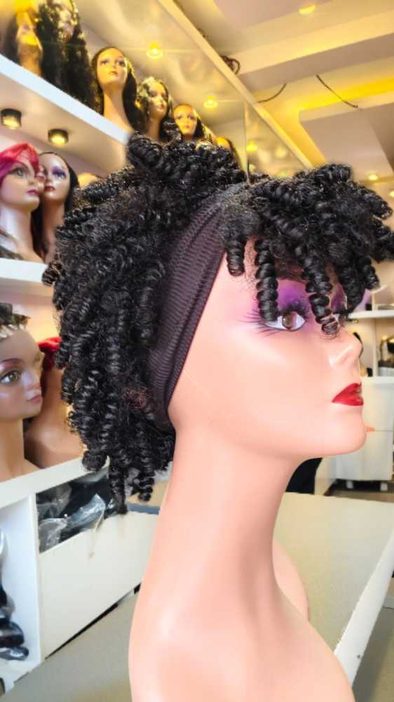 Babe curl afro puff headband wig 